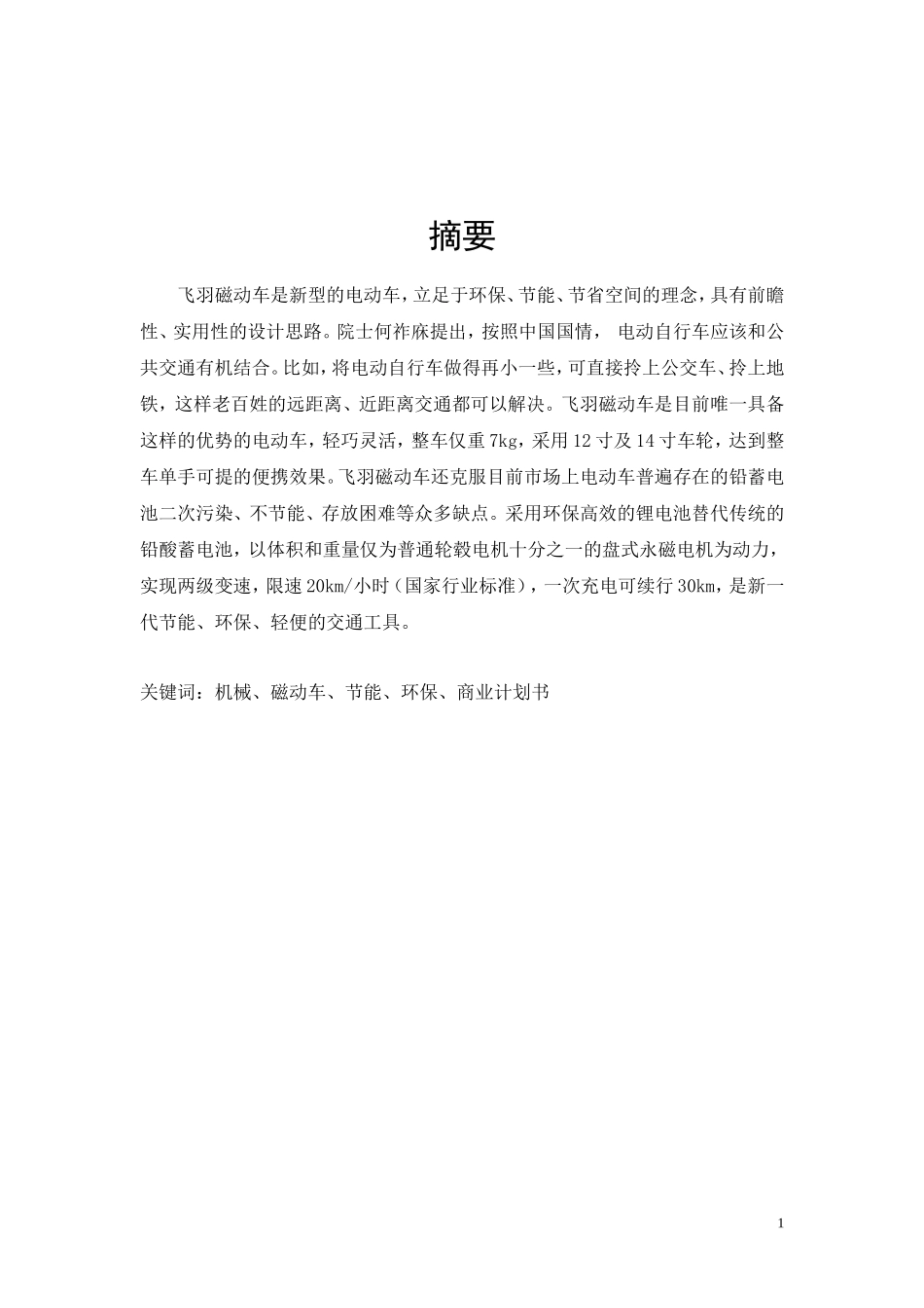 飞羽磁动车项目商业计划书_第2页