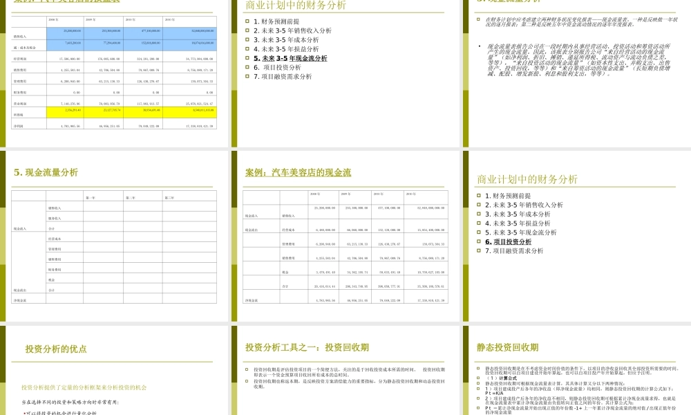 商业计划书中的财务分析