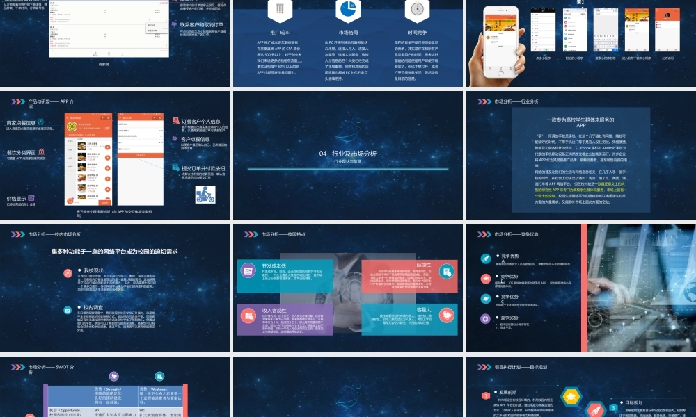 互联网 创新创业大赛-“大学生外卖订餐平台项目商业计划书APP”