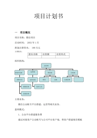 微信创业项目计划书