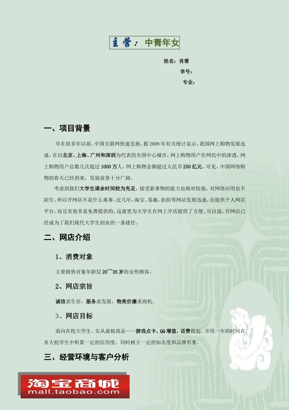 大学生淘宝网店创业策划书_第2页