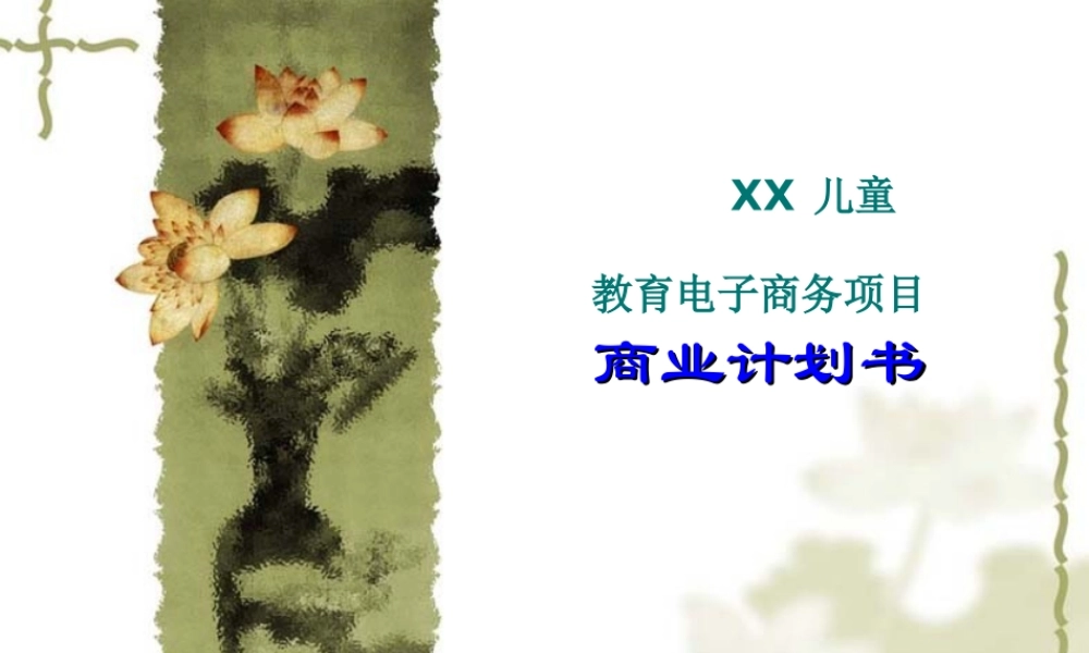 儿童教育培训电子商务项目商业计划书