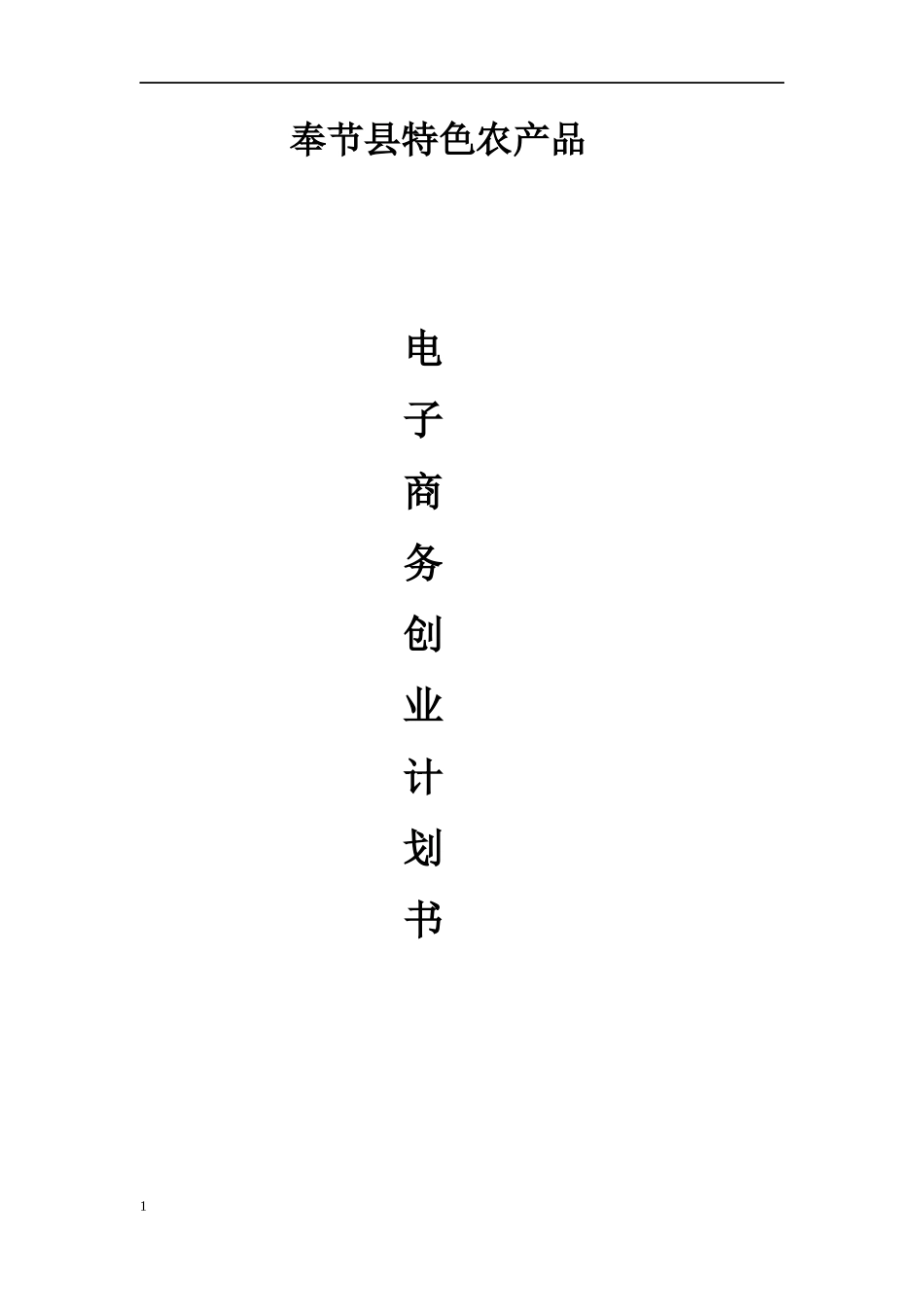 奉节县特色农产品电子商务创业计划书_第1页