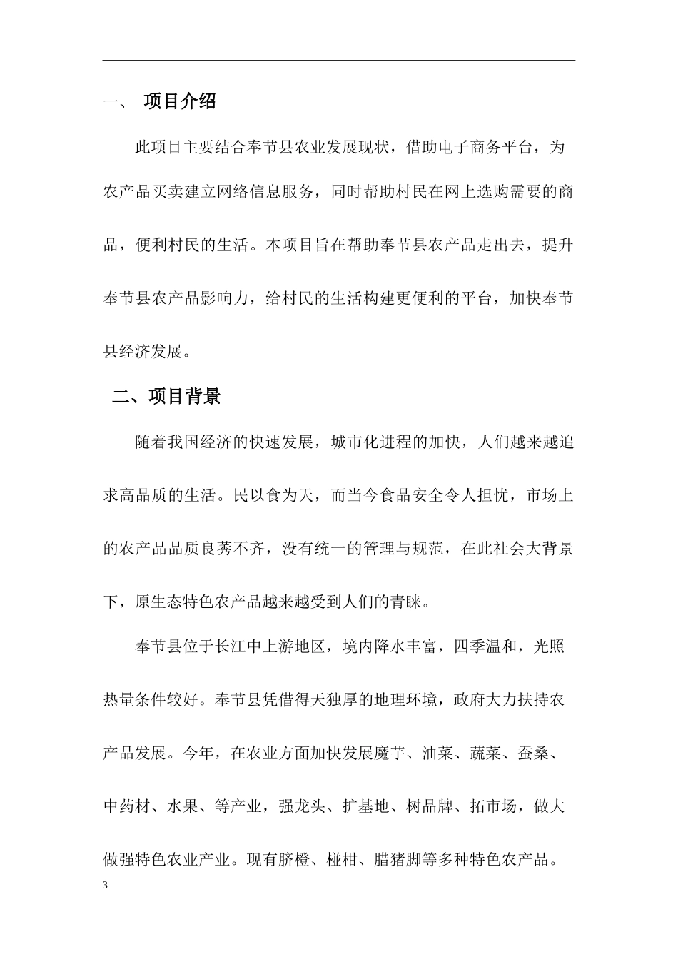 奉节县特色农产品电子商务创业计划书_第3页