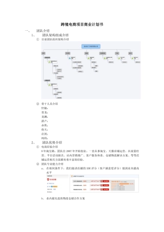 跨境电商项目商业计划书