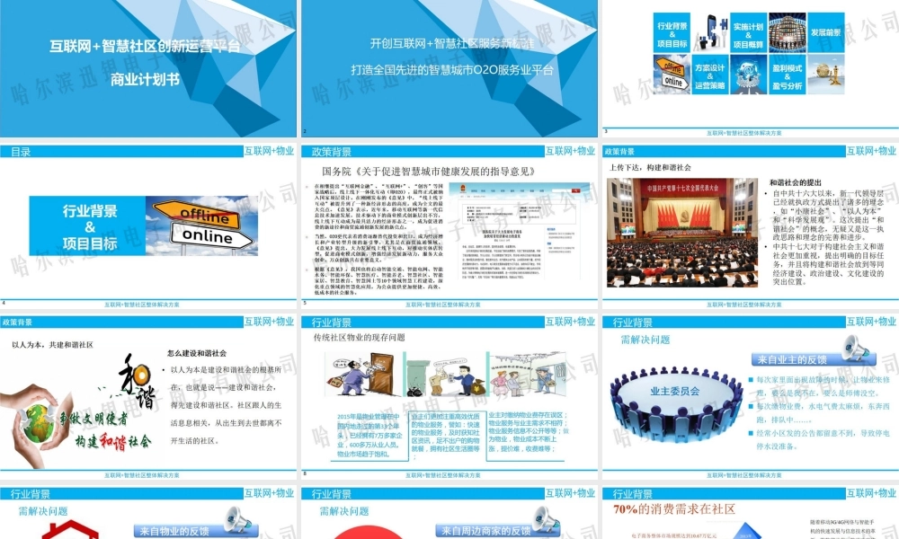 互联网+智慧社区商业计划书(路演ppt)