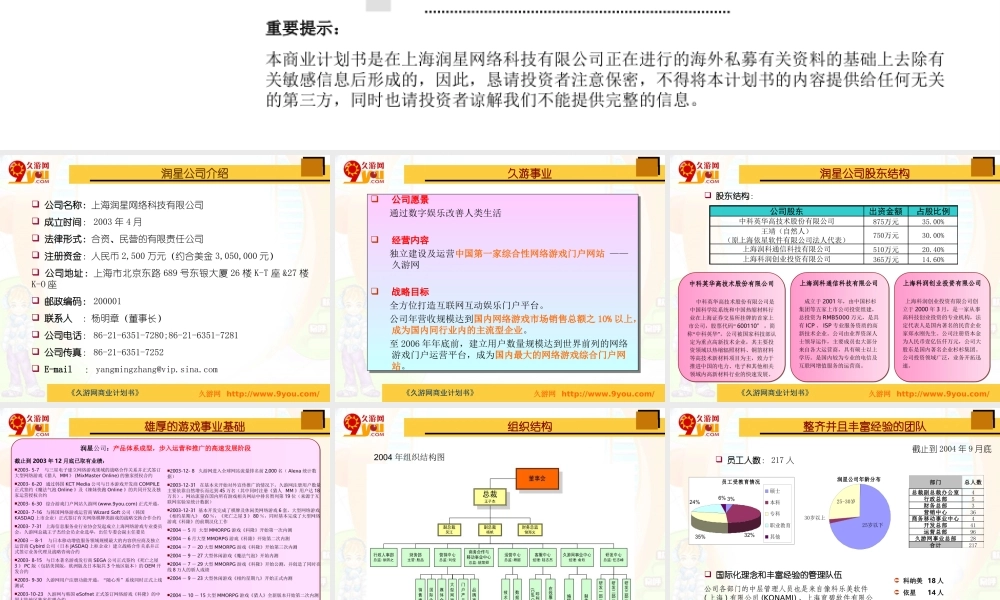 久游网商业计划书