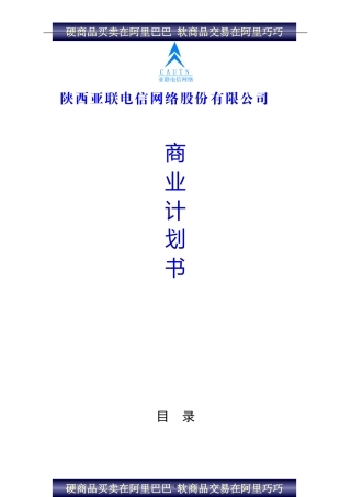 陕西亚联电信网络股份有限公司商业计划书