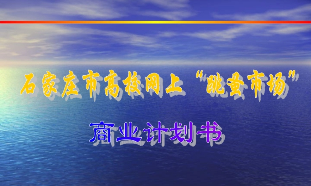 石家庄市网上“跳蚤市场”商业计划书
