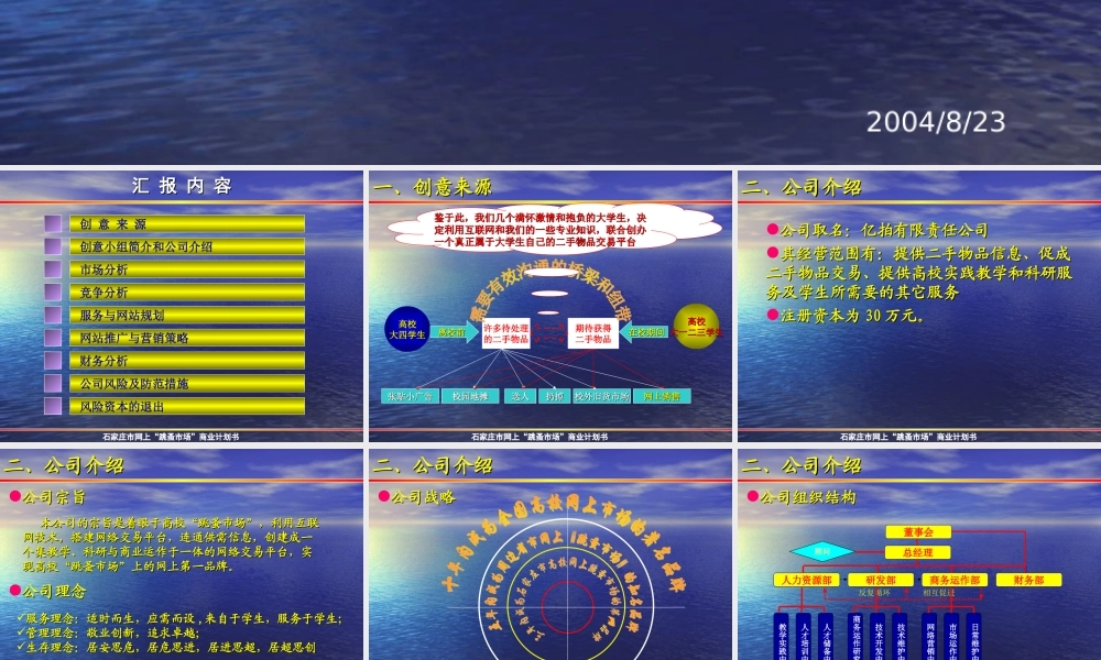 石家庄市网上“跳蚤市场”商业计划书