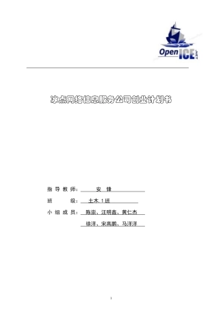 网络信息服务公司创业计划书
