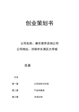 健康创业计划书