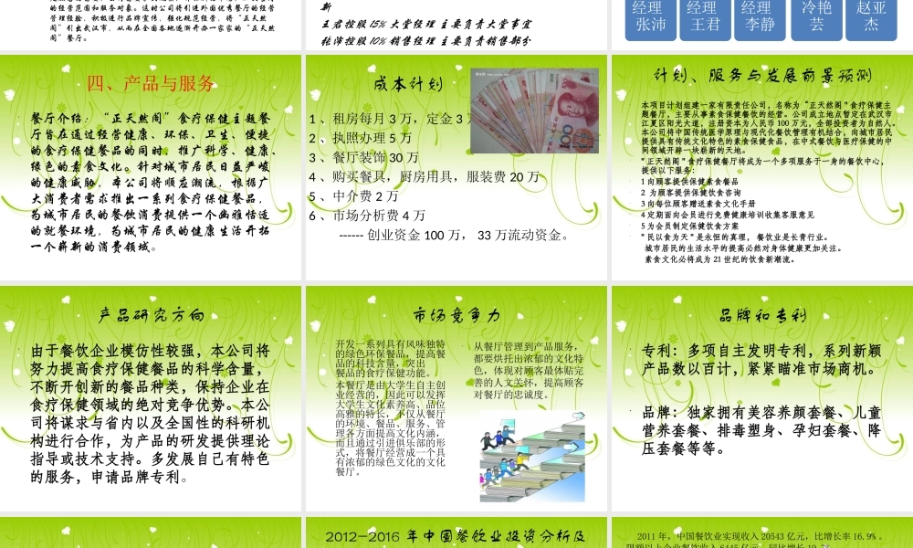 正天然阁食疗保健餐厅创业计划书