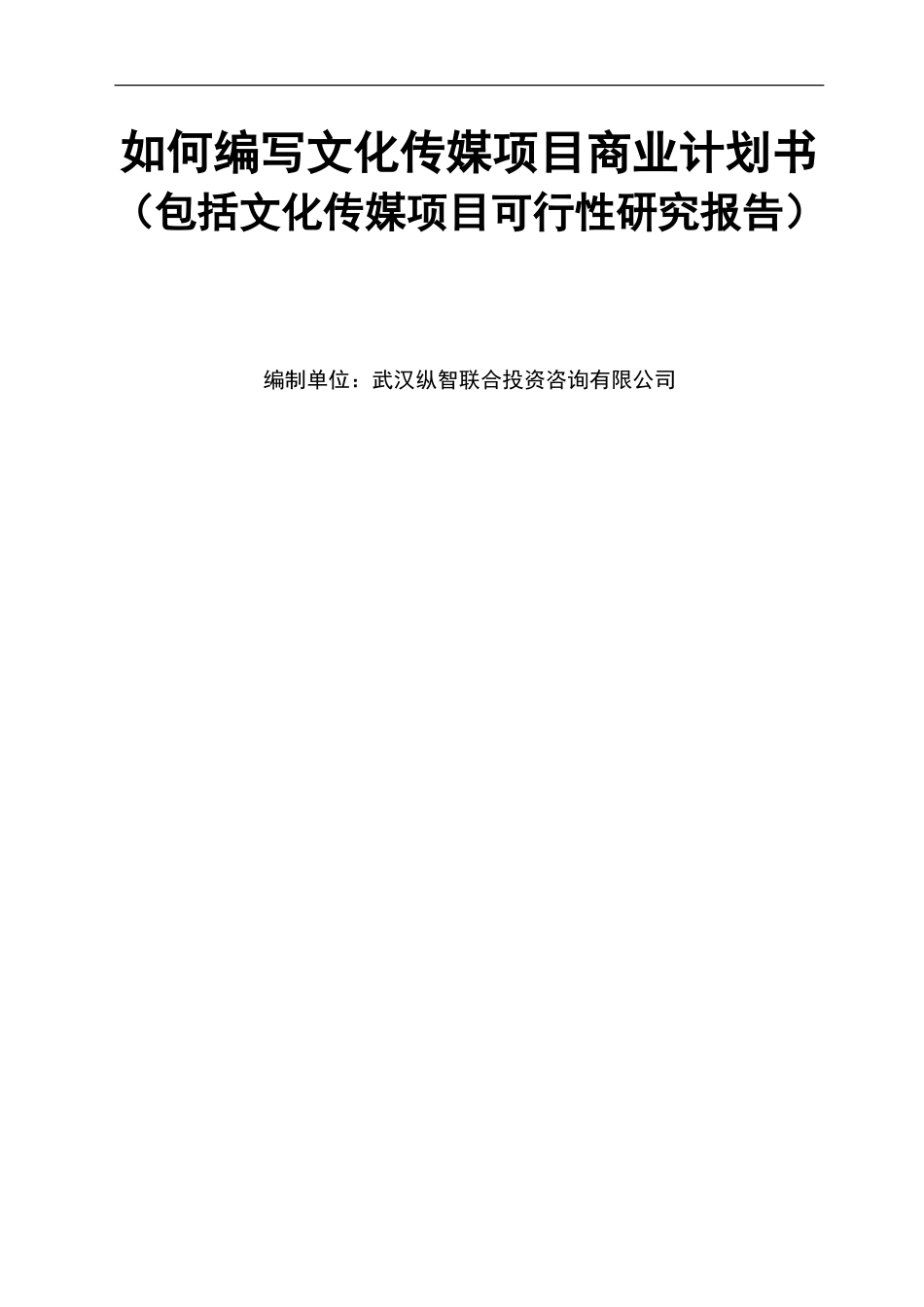 文化传媒项目商业计划书（模板）_第1页