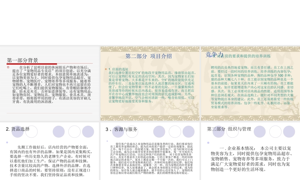 宠物创业计划书-演示文稿