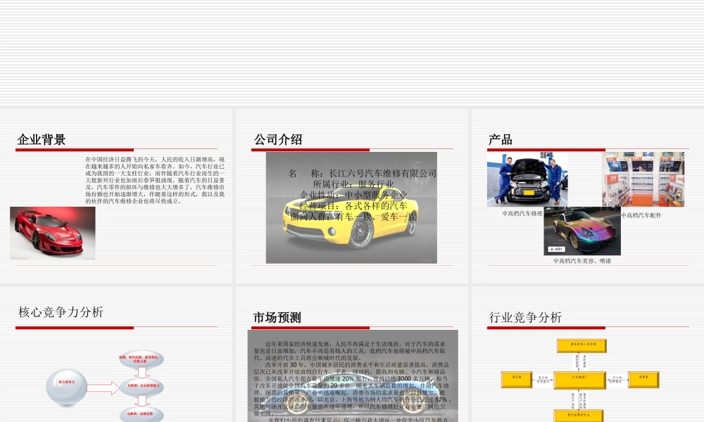 汽车维修公司创业计划书