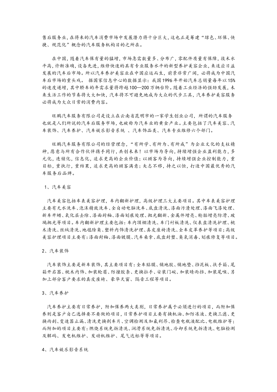 旺鹏汽车服务创业计划书_第3页