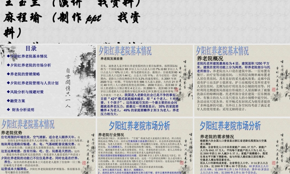 夕阳红养老院商业计划书