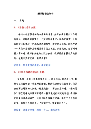 婚纱影楼企划书