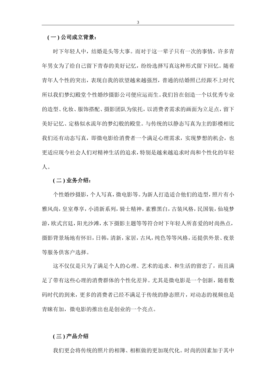 写真摄影馆创业计划书_第3页