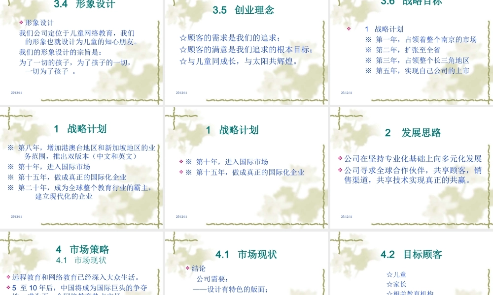 xx儿童教育电子商务项目商业计划书