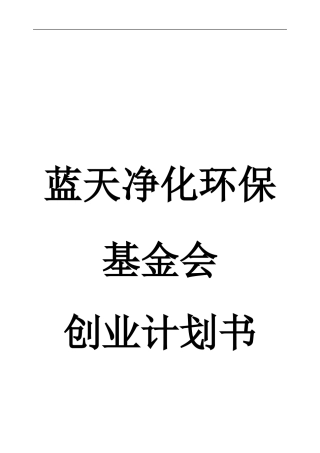 蓝天净化环保基金会创业计划书