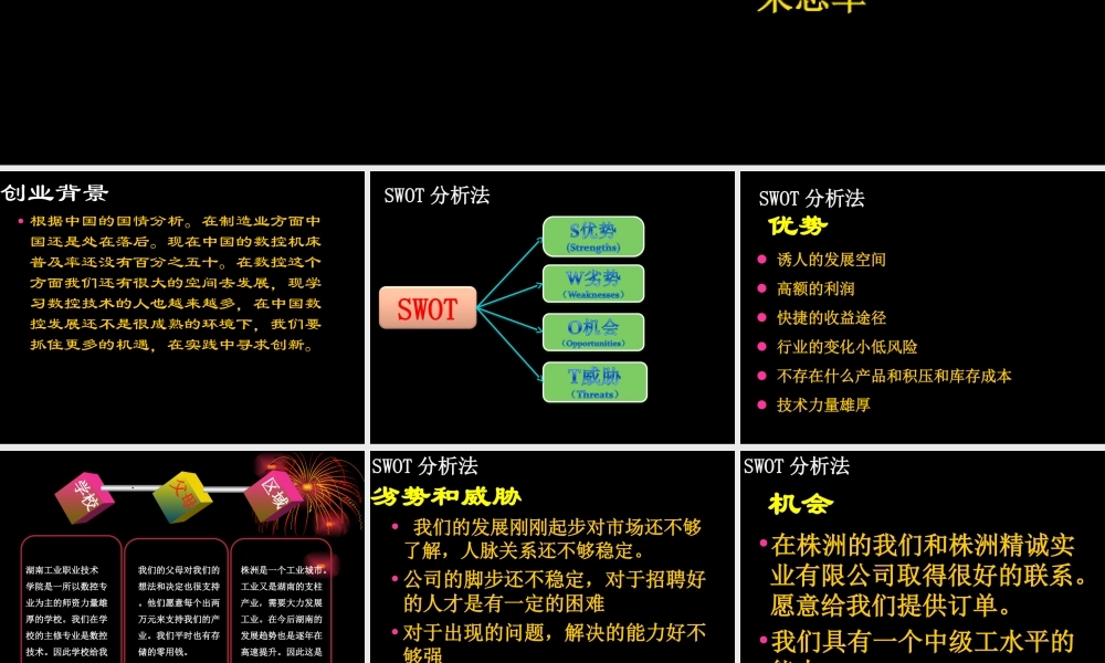 数控企业创业策划书(创业比赛)