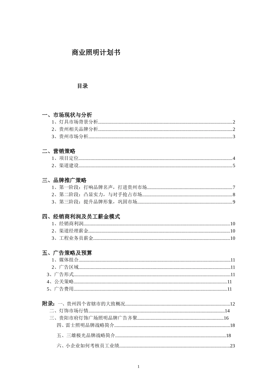 照明设备商业计划书_第1页