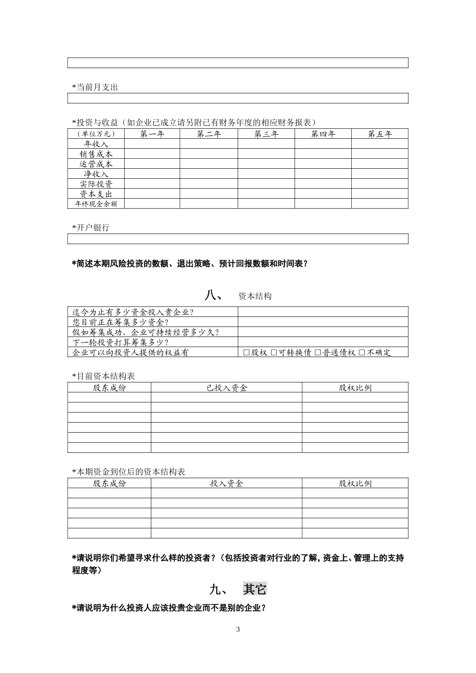 创投企业商业计划书模板_第3页