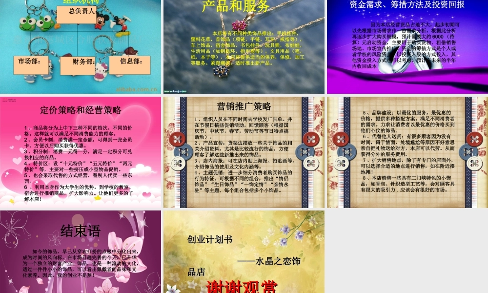 水晶饰品店创业策划书