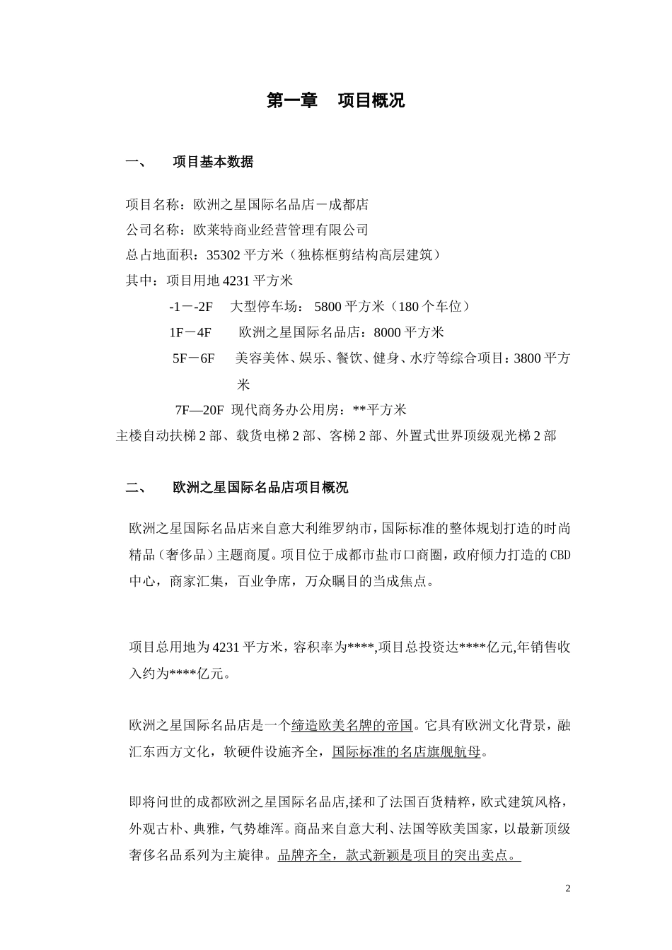 欧洲之星国际名品店商业计划书_第2页