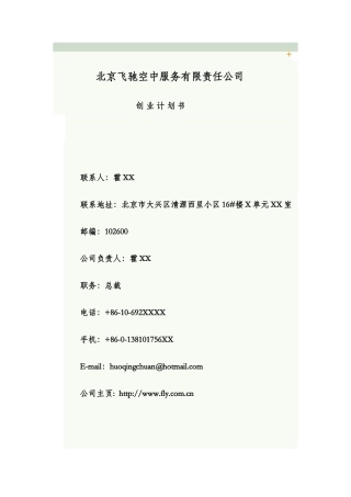 空中服务创业计划书范例