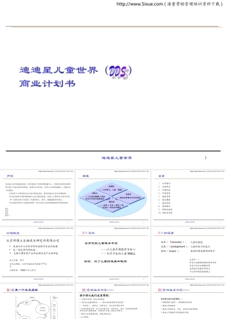 迪迪星儿童世界（DDS）商业计划书