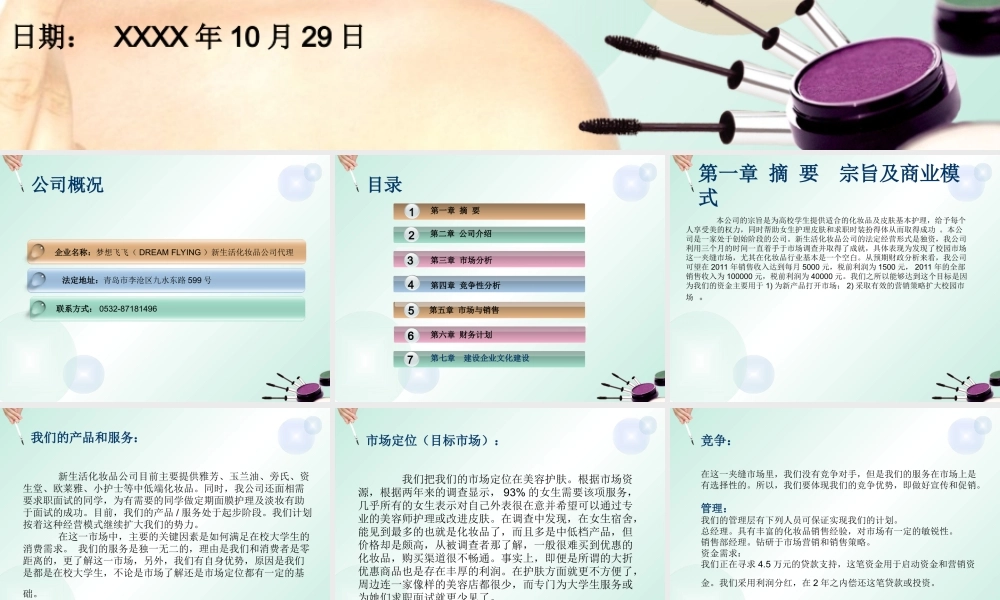 化妆品创业计划书