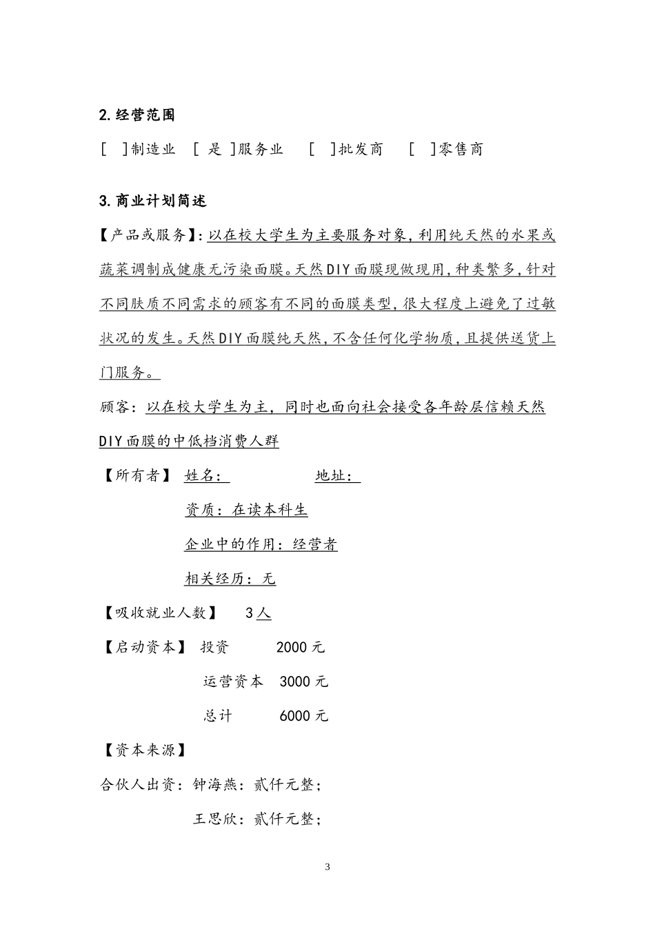 天然DIY面膜创业计划书_第3页