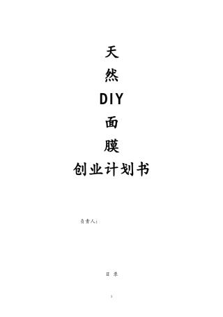 天然DIY面膜创业计划书