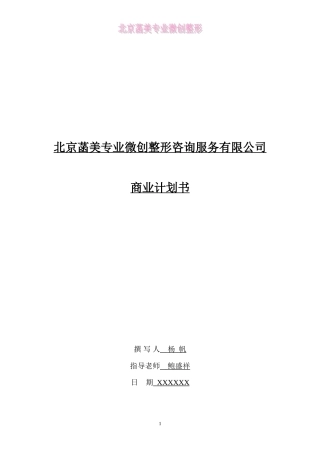 整型美容中介服务机构的创业计划书