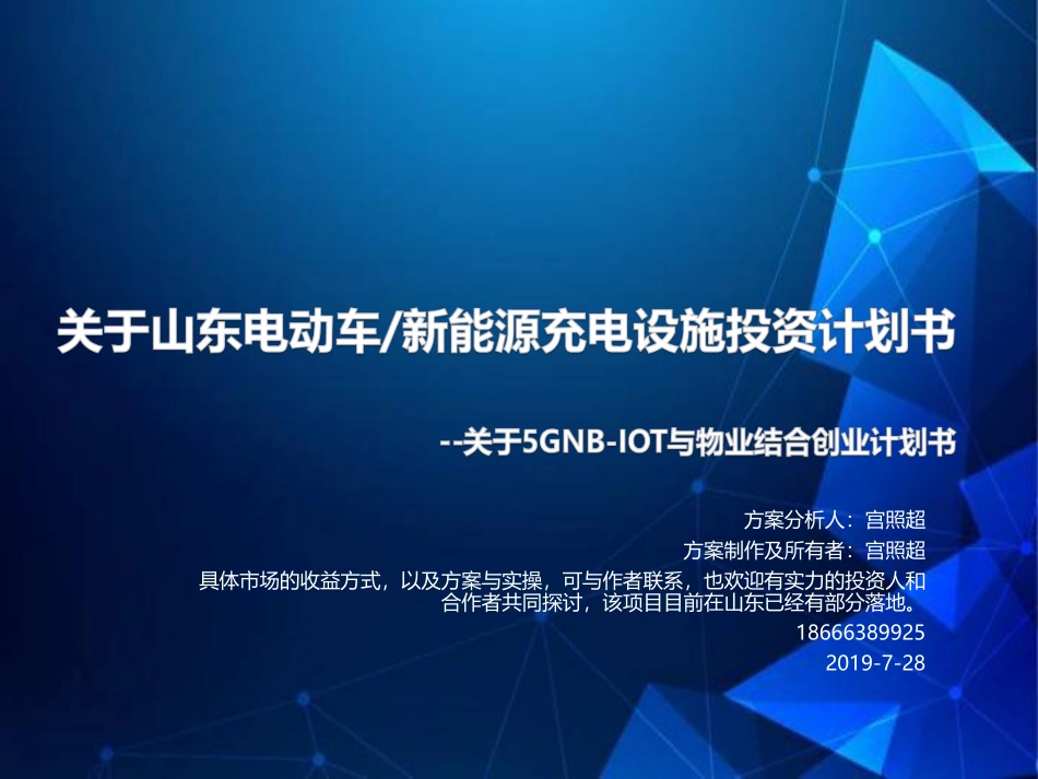 关于新能源充电项目创业计划白皮书5.0_第1页