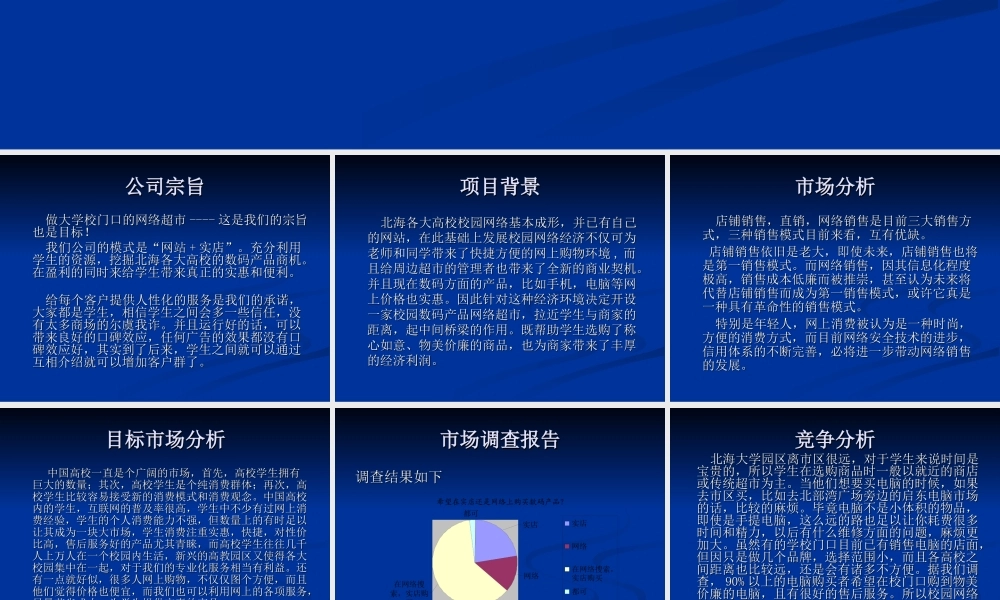 校园数码产品网络超市创业计划书