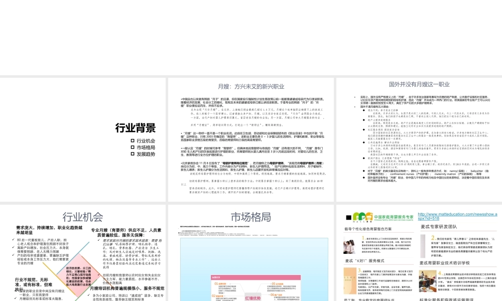 月嫂培训商业计划书