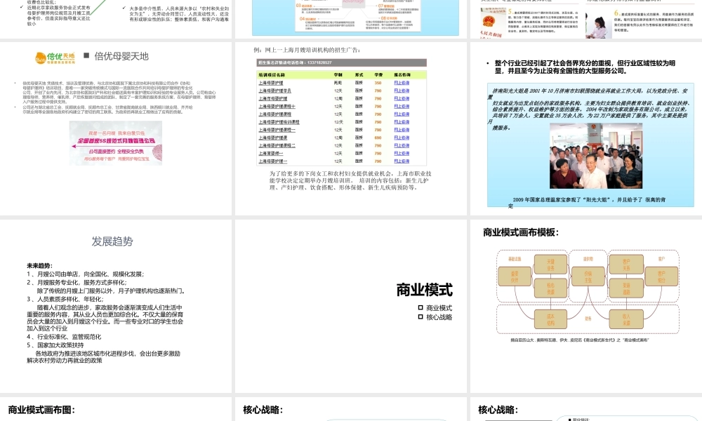 月嫂培训商业计划书