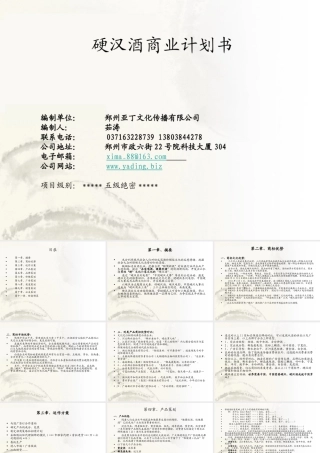 剑南春硬汉酒商业计划书范文