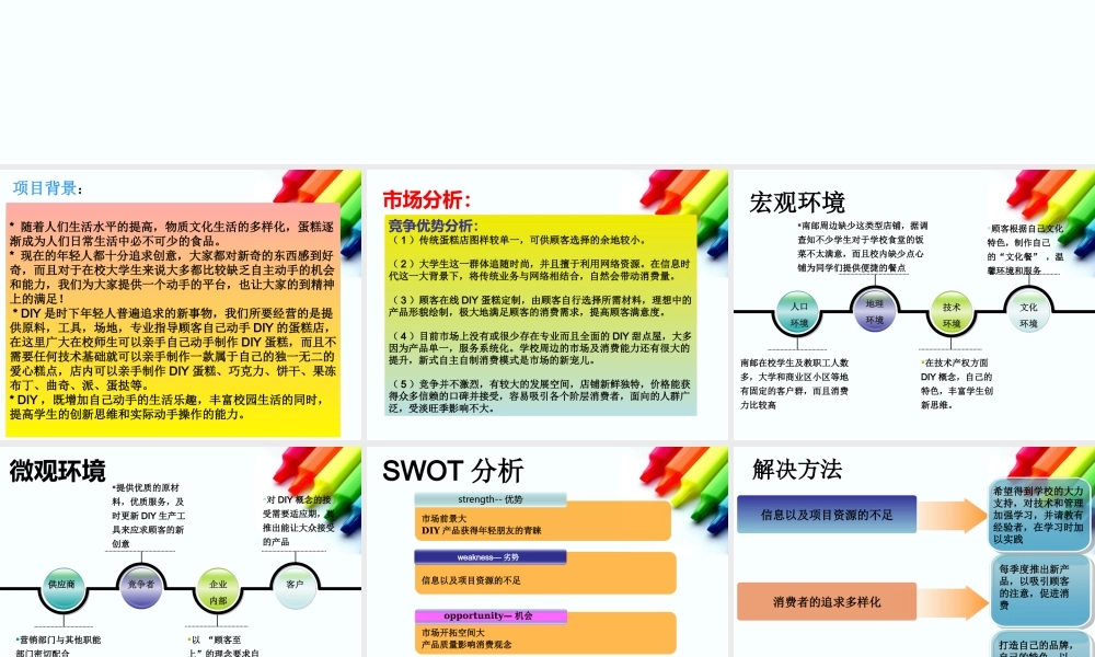 DIY蛋糕店创业项目计划书探素