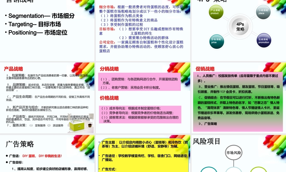 DIY蛋糕店创业项目计划书探素