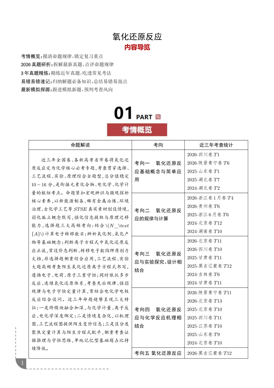 2027高考化学专题练习--氧化还原反应+答案_第1页