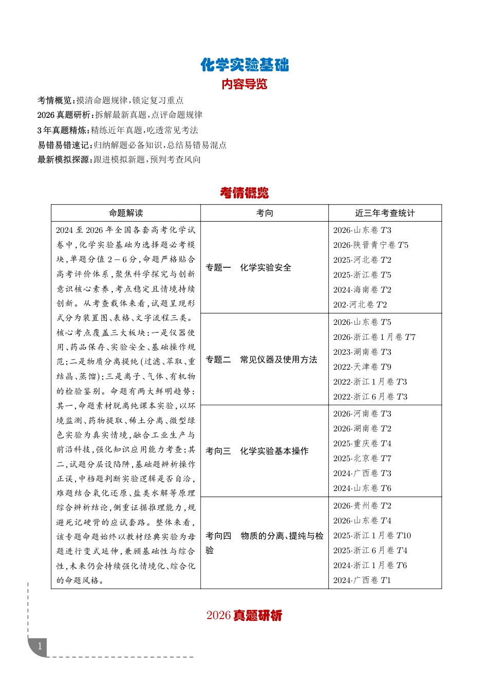 2027年高考化学--化学实验基础专题练习+解析_第1页