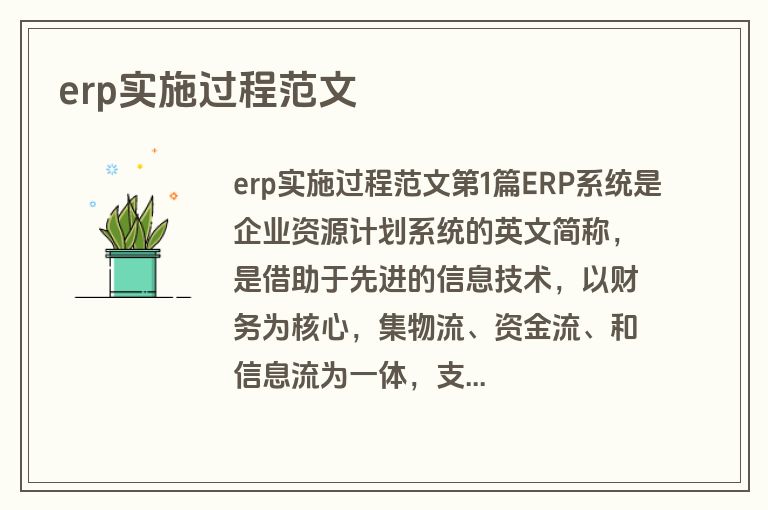 erp实施过程范文 erp实施过程范文