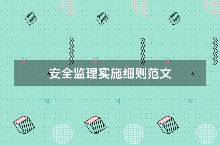 安全监理实施细则范文