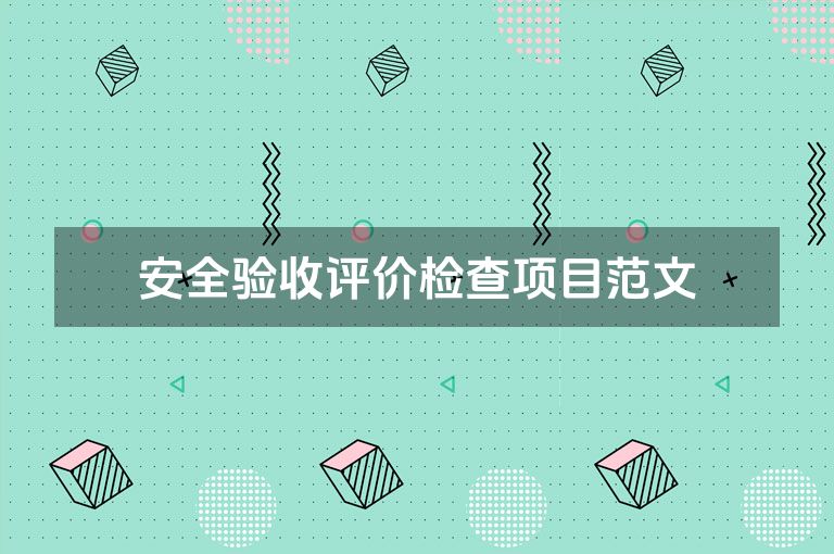 安全验收评价检查项目范文