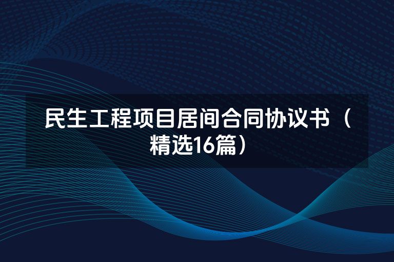 民生工程项目居间合同协议书（精选16篇）